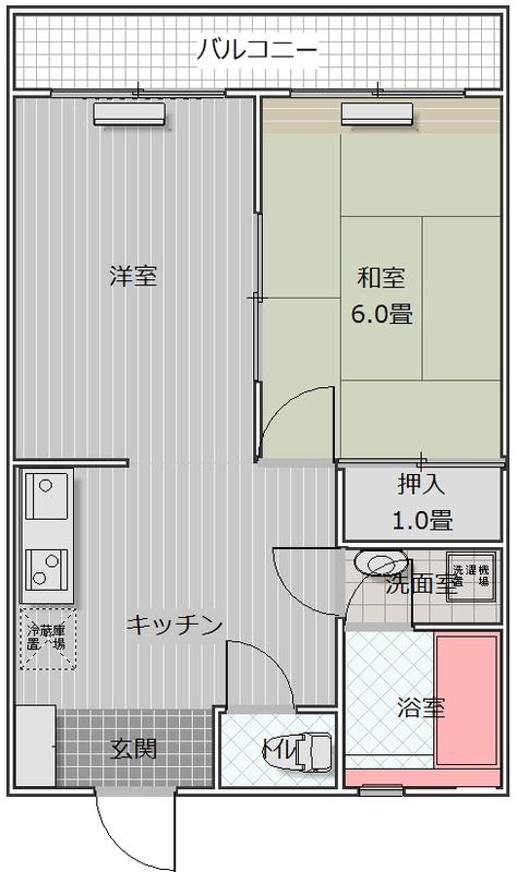 芦花パレス(1LDK/5階)の間取り写真