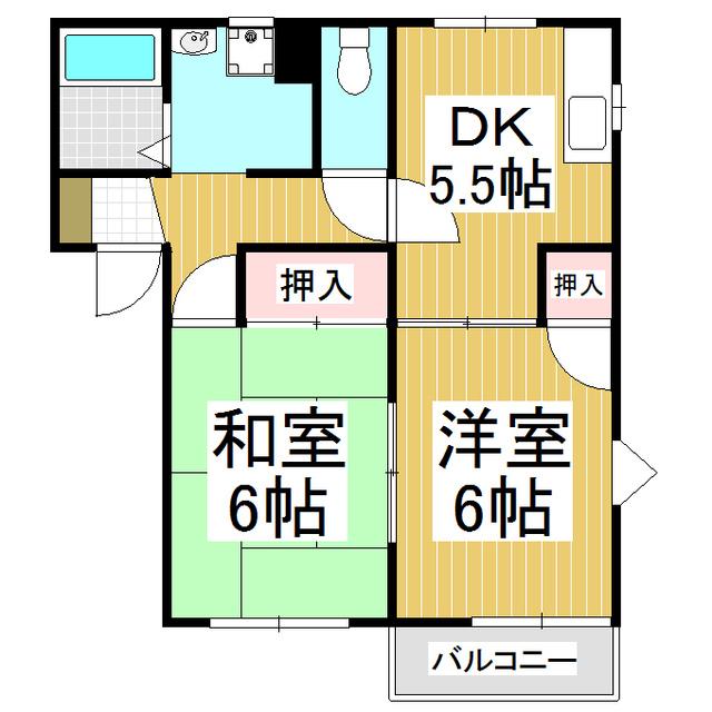 セフィラ北町C・D(2DK/1階)の間取り写真