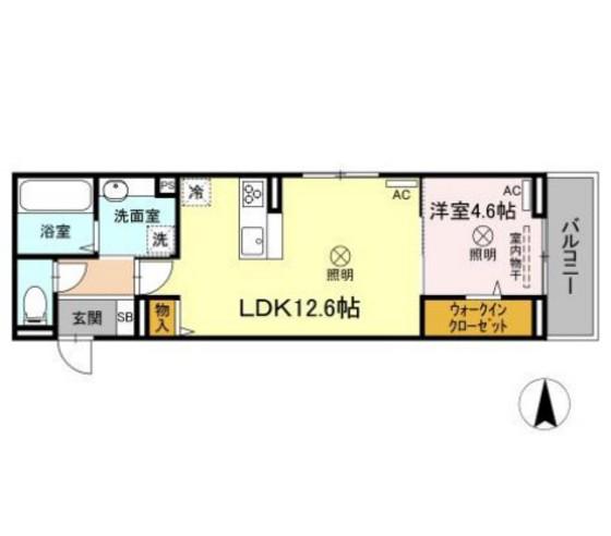 ベイ ブランシェ奥田(1LDK/3階)の間取り写真