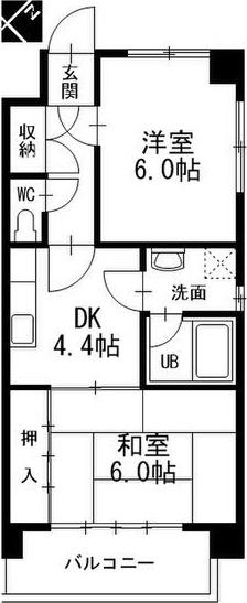 タキマツ第一マンション(2DK/3階)の間取り写真