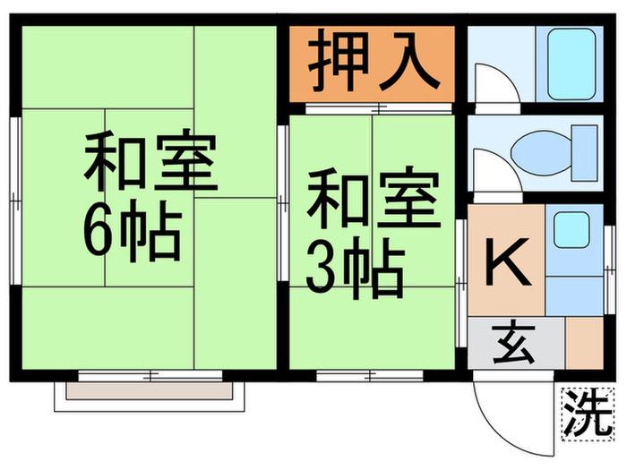 第二アイリスコーポ(2K/1階)の間取り写真