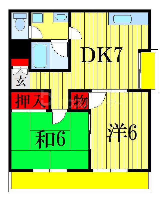 パールハイム市川(2DK/3階)の間取り写真