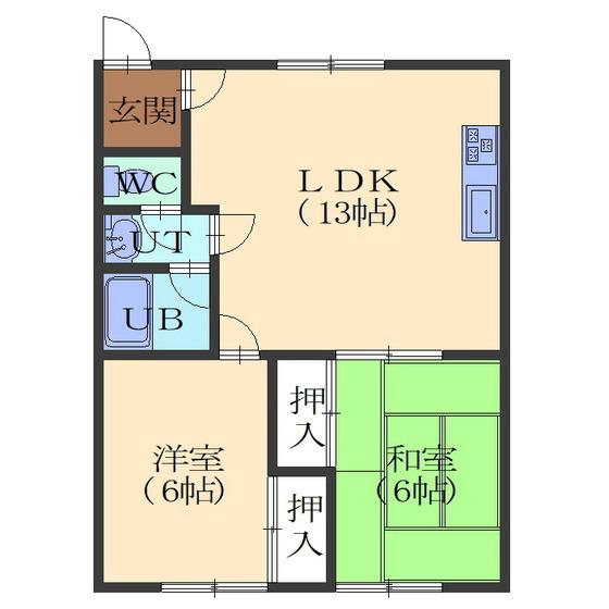サニーハイツ 1(2LDK/2階)の間取り写真