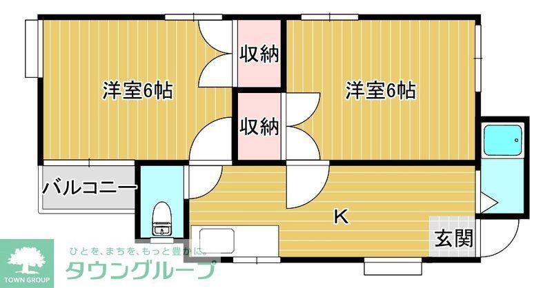 エンゼルス(2K/2階)の間取り写真