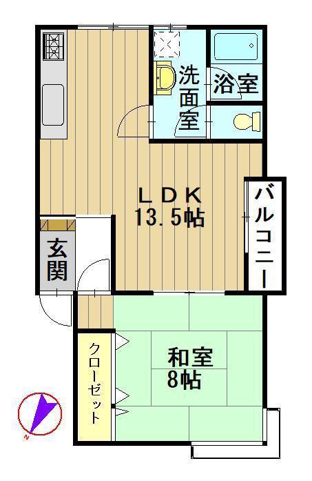 クライスデール天王台A(1LDK/1階)の間取り写真