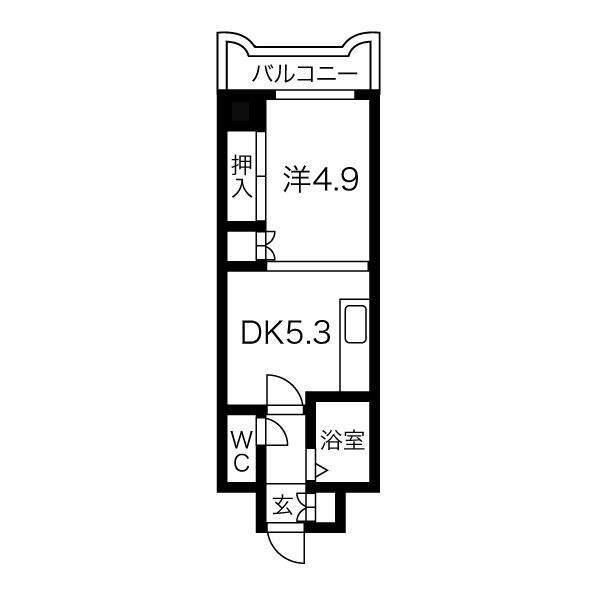 ティアラ手稲本町(1DK/2階)の間取り写真