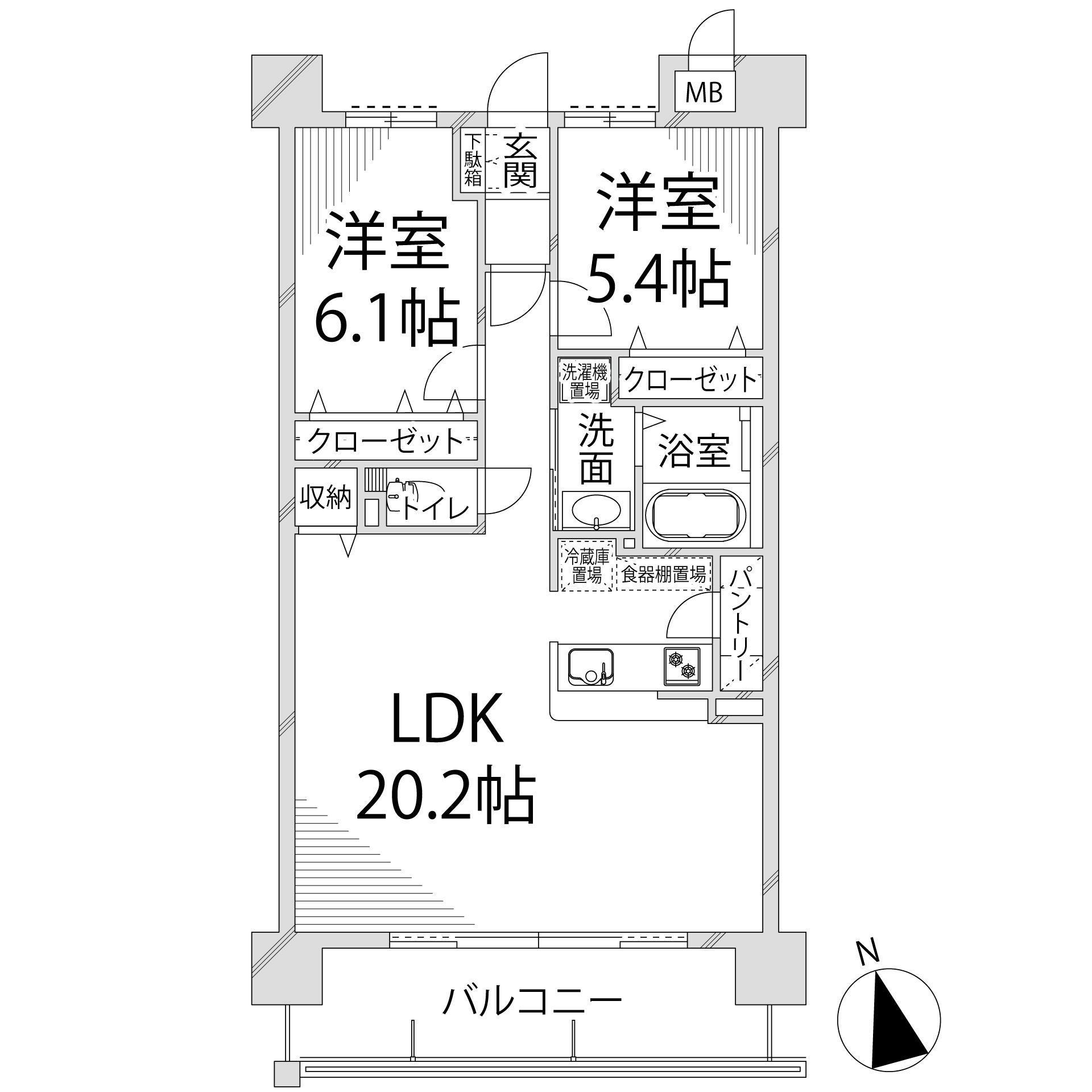 キャッスルコート田寺東(2LDK/7階)の間取り写真