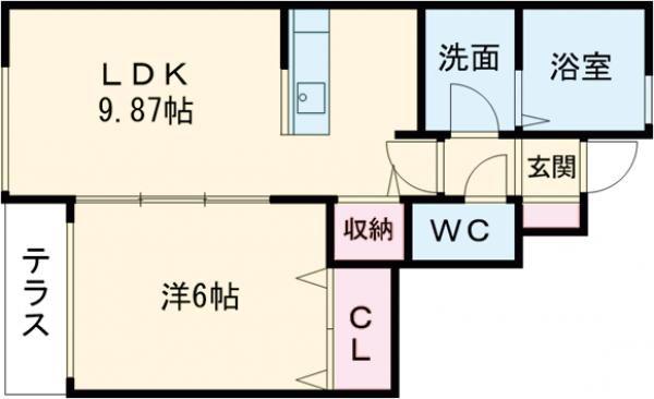 フォリーベルジェールE棟(1LDK/1階)の間取り写真