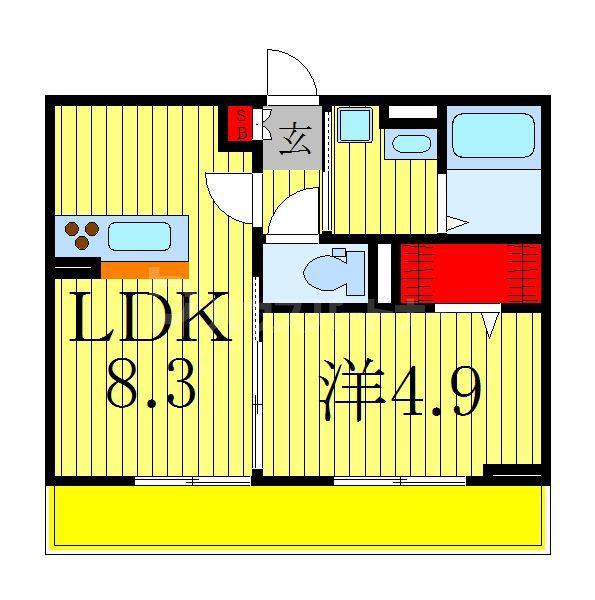 ラインハット(1LDK/2階)の間取り写真