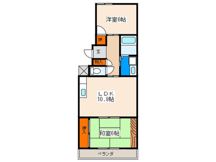 N-1ビル(2LDK/2階)の間取り写真