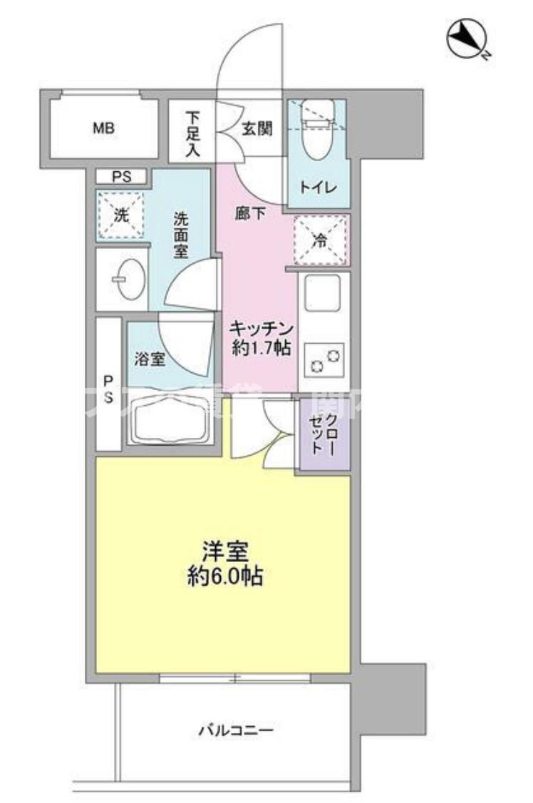 ル メイユ 横浜関内(1K/8階)の間取り写真