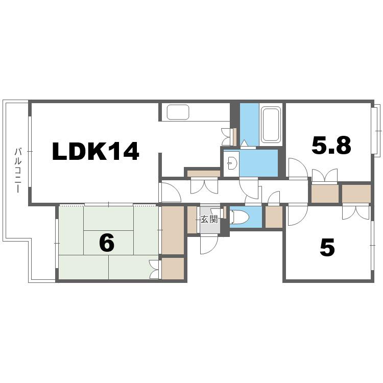 南郷パーク・マンション(3LDK/4階)の間取り写真