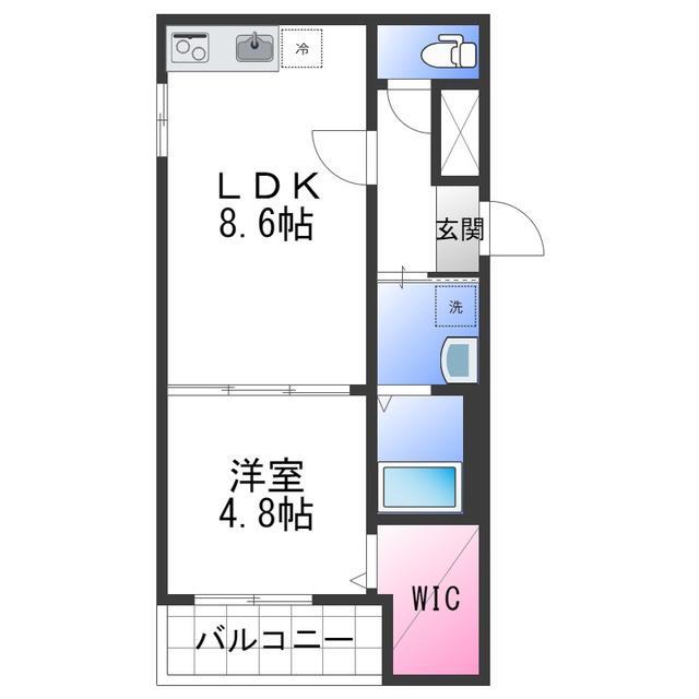フォルトゥーナ 桜(1LDK/3階)の間取り写真