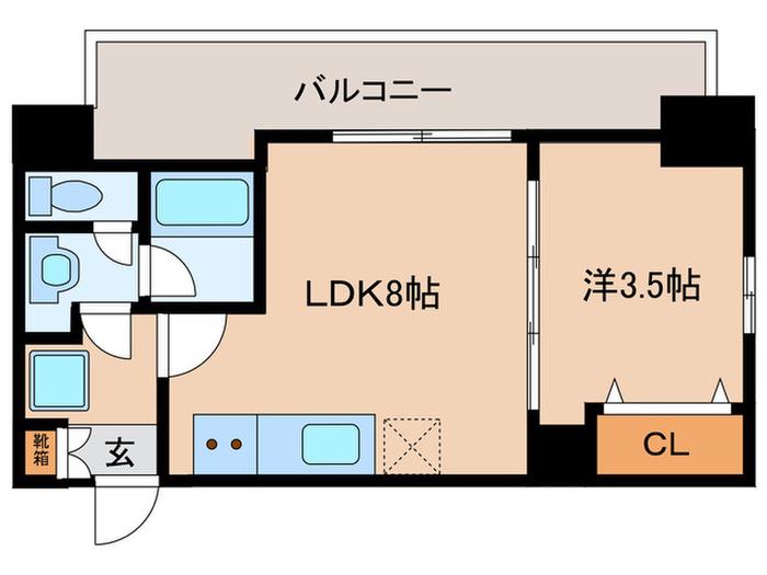 ルネフラッツ名駅西(1LDK/4階)の間取り写真