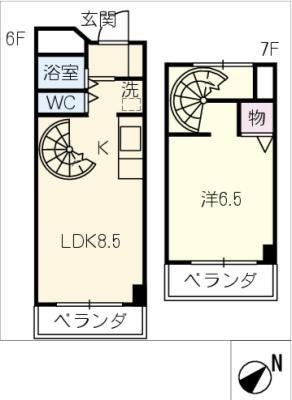 ナビシティ上社604号(2K/6階)の間取り写真