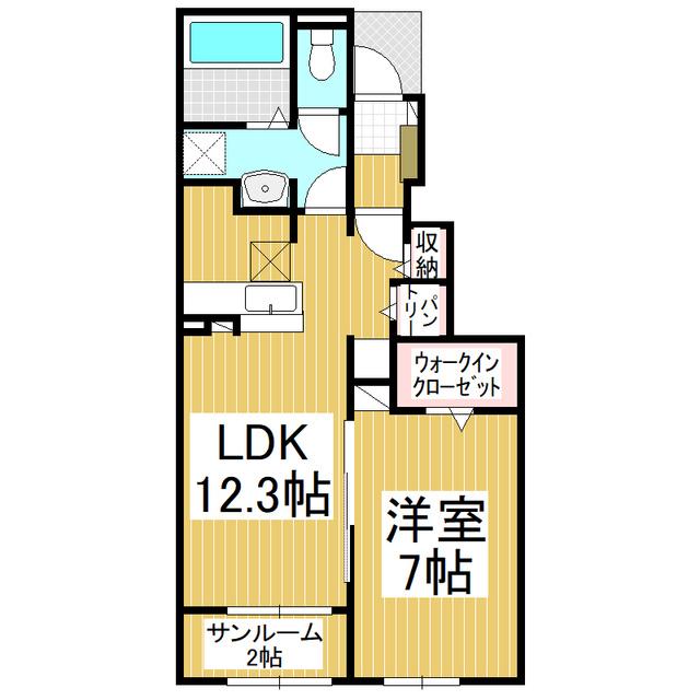プランドールII(1LDK/1階)の間取り写真