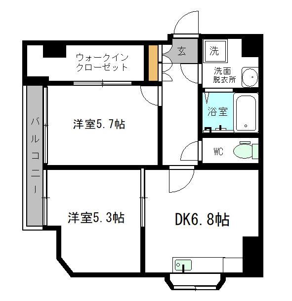 安部ビル(2DK/3階)の間取り写真