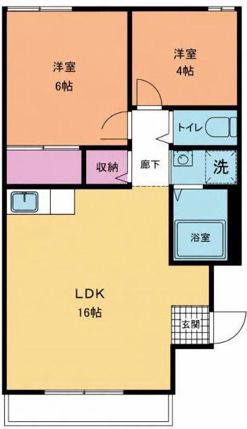サニーハイツB棟(2LDK/3階)の間取り写真