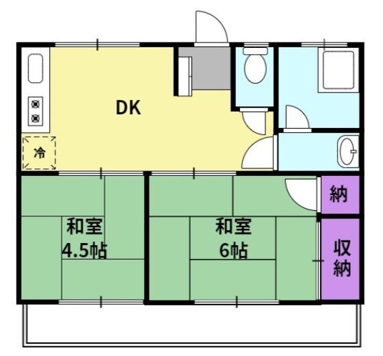 コーポラス大和(2DK/2階)の間取り写真