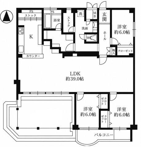 シーアイマンション第二甲陽園(3LDK/4階)の間取り写真