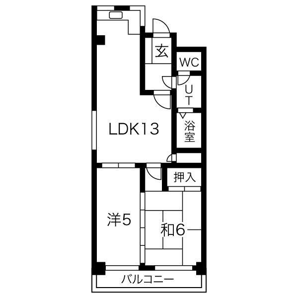 ルミエール千里山II(2LDK/2階)の間取り写真