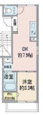 ホワイティア(1DK/2階)の間取り写真