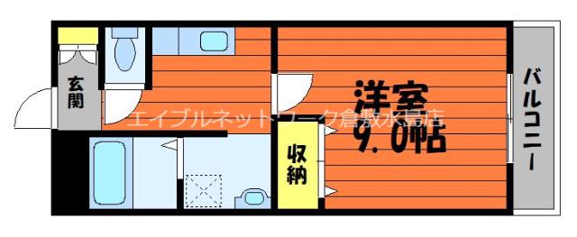 ブロードヒルI(1K/3階)の間取り写真