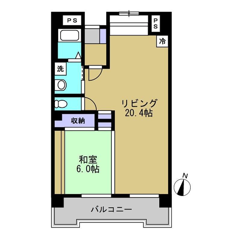 ハイヒルズクマノ(1LDK/5階)の間取り写真