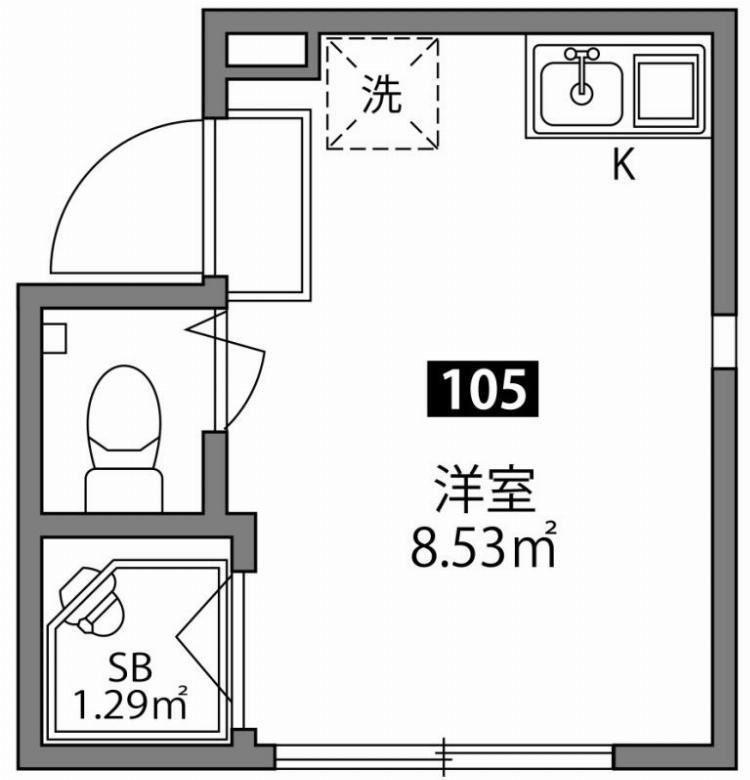 グラード平和台(ワンルーム/1階)の間取り写真