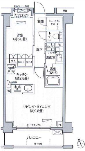 メゾンカルム市谷仲之町(1LDK/3階)の間取り写真