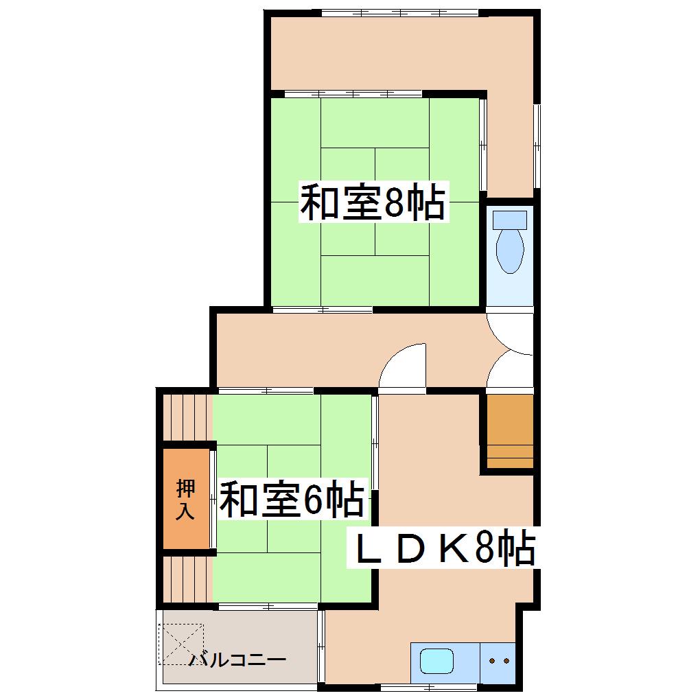 明幸アパート(2LDK/2階)の間取り写真