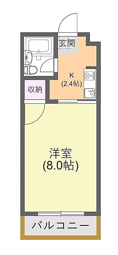 オフタイム12(1K/2階)の間取り写真