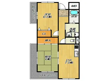 翔開マンションⅠ(2DK/1階)の間取り写真