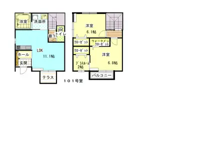 くりふぱれす(2LDK/2階)の間取り写真