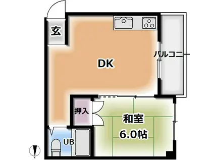 大久保大喜マンション(1DK/4階)の間取り写真