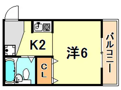 パームハイツ(1K/2階)の間取り写真