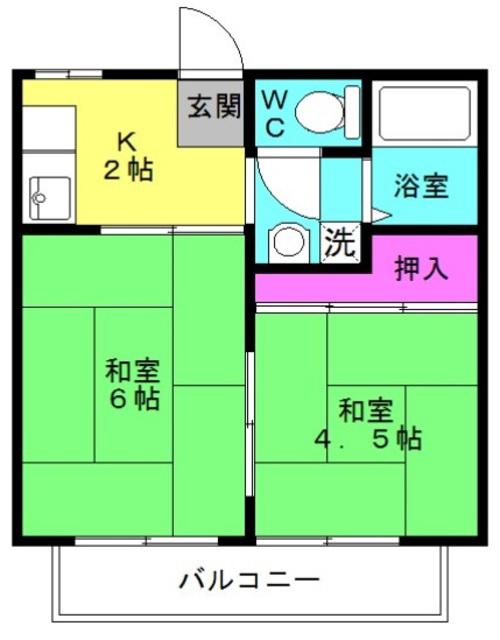 エコーハイツ(2K/2階)の間取り写真