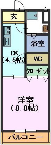 ラフォレノアール(1K/3階)の間取り写真