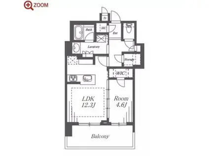 タワー・ザ・ファースト名古屋伏見(1LDK/15階)の間取り写真