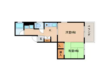 オラシオン稲川1丁目(2K/5階)の間取り写真