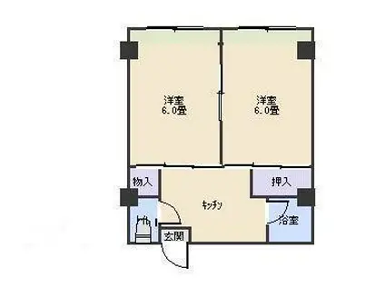 福山不動産ビル(2DK/3階)の間取り写真