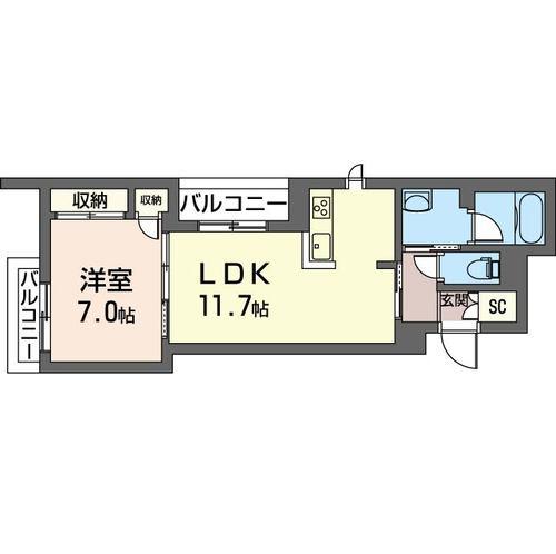 MARK PLACE五本木(1LDK/2階)の間取り写真
