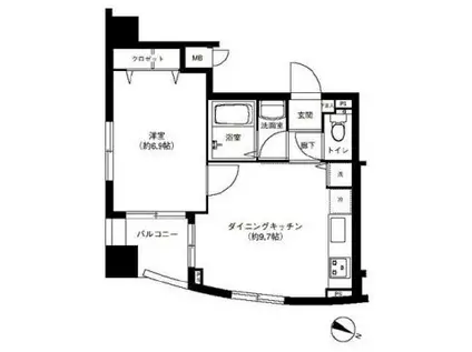 コート・フェリシア(1DK/8階)の間取り写真