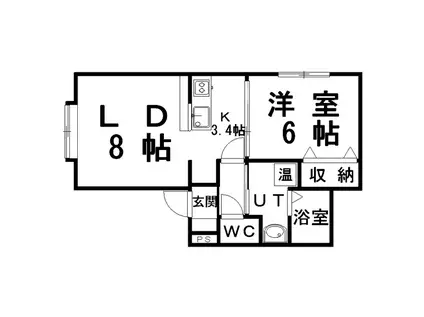 ＪＲ根室本線 釧路駅 バス乗車時間：14分 最寄りバス停で下車 徒歩2分 2階建 築11年(1LDK/1階)の間取り写真