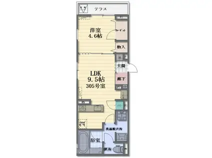 ミントベリーフィールズ(1LDK/3階)の間取り写真