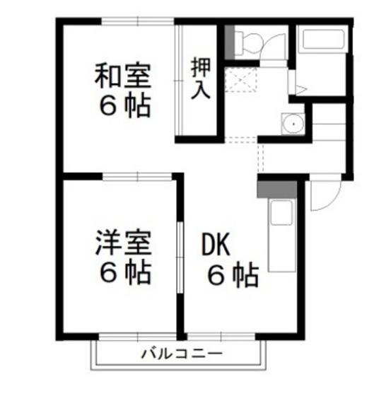 パークサイドよこおB棟(2DK/2階)の間取り写真