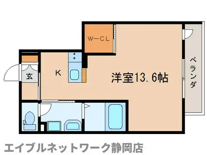 アンビエラ水落(ワンルーム/1階)の間取り写真