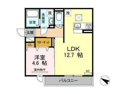 セジュール長江(1LDK/1階)の間取り写真