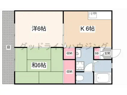 ハイツひろのが丘I(2DK/1階)の間取り写真