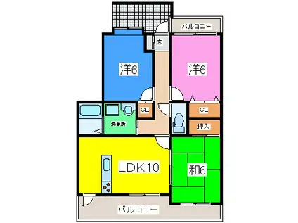 パストラルマンション(3LDK/3階)の間取り写真
